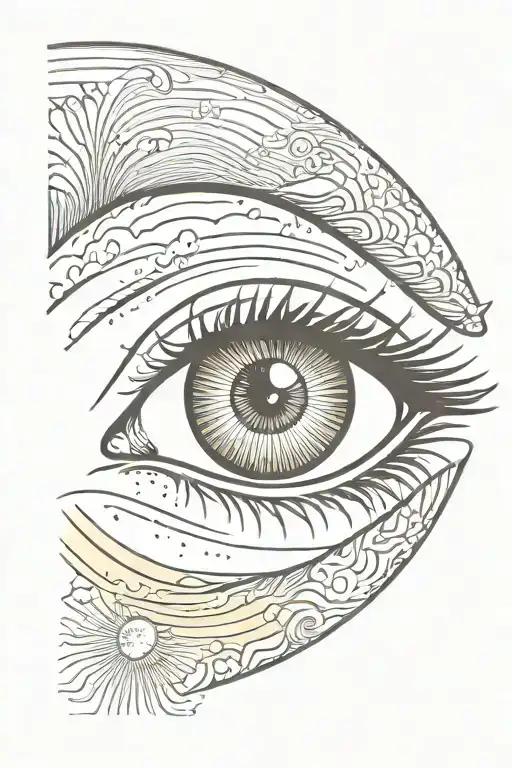 Eye With Sunrise Background