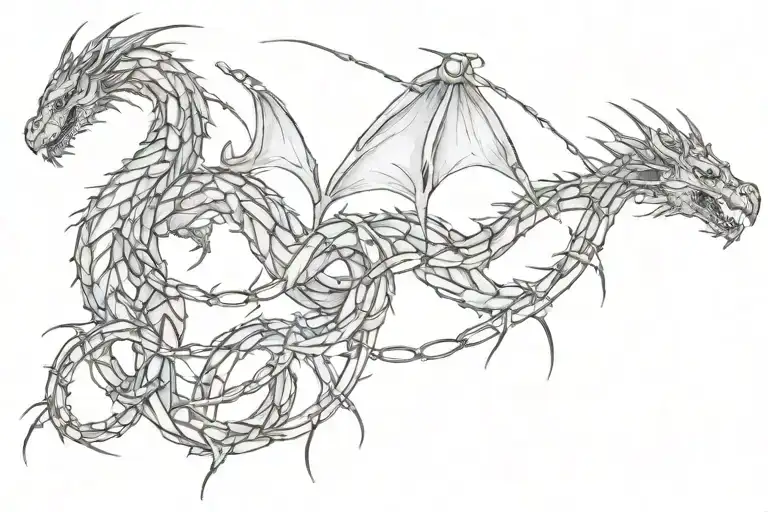 Barbed Wire Dragon Intertwined