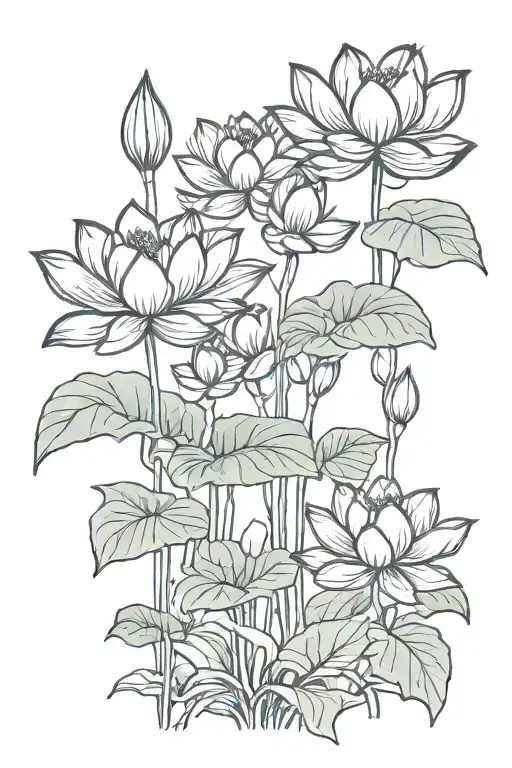 Lotus Flower Growing Trees With Leafs