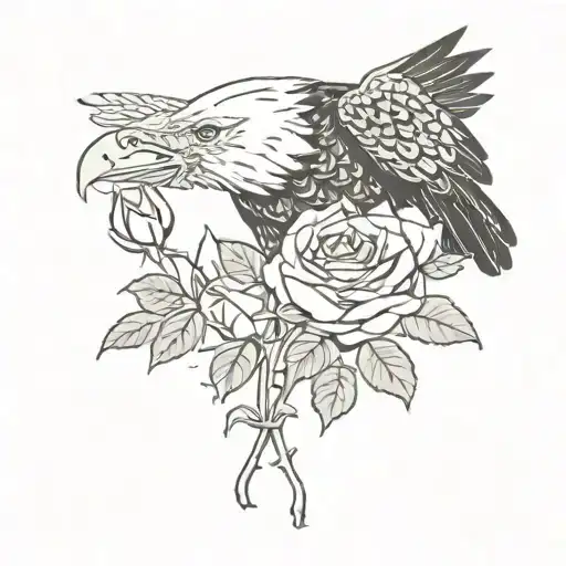 Eagle Snatching A Rose With Rosario