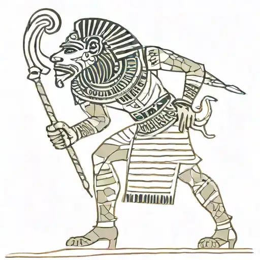 Egyptian Style Painting Of Goliath Facing