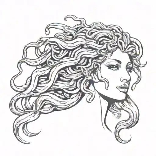 Medusa Head Forward Facing Female Pretty