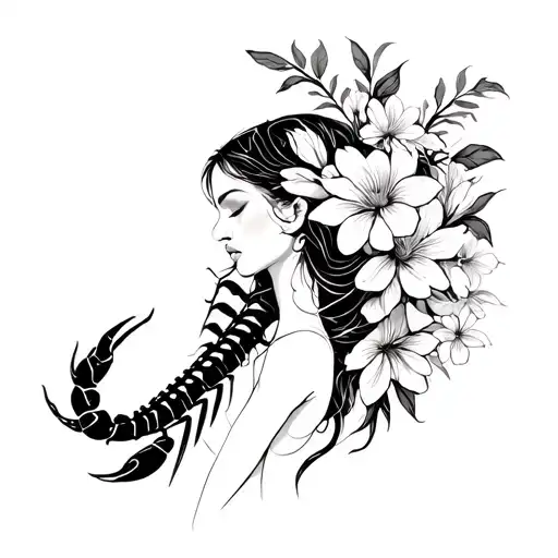 Scorpio Woman With Flowers