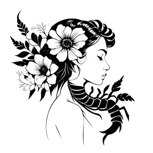 Scorpio Woman With Flowers