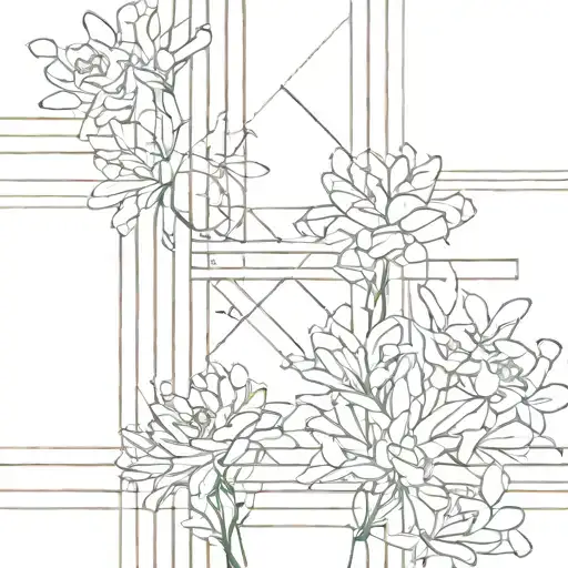 Abstract Architectural Lines With Flowers