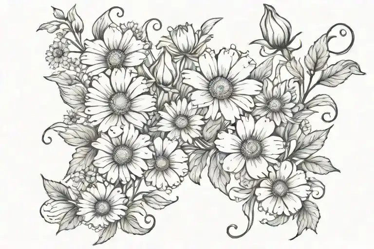 Daisies And Poppies On Vine