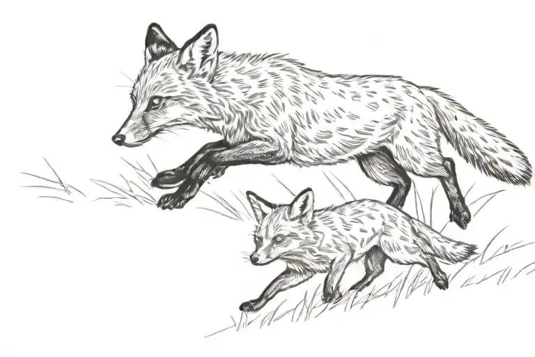 Red Fox Chasing Rabbit