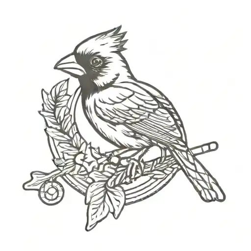 A Baby Cardinal Inside A Marine Corps Emblem