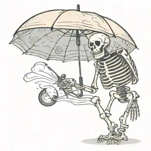 Skeleton Holding Umbrella For Human