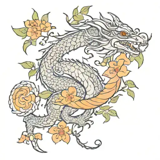 Dragon With Orange Blossoms