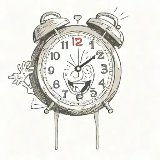 A Tiny Person With A Distored Clock Stuck To Its Face Waving