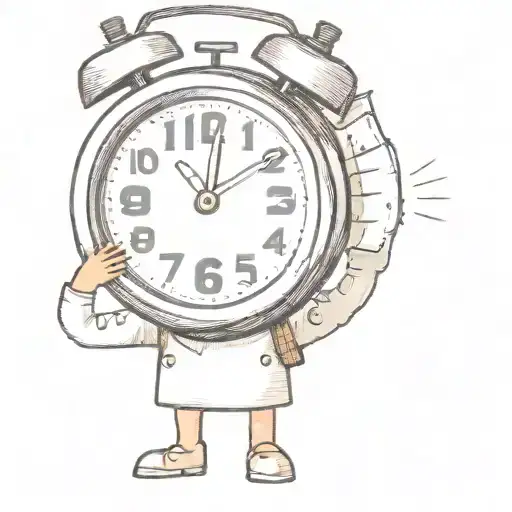 A Tiny Person With A Distored Clock Stuck To Its Face Waving