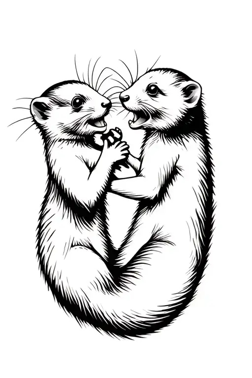 Ferrets Playing Together