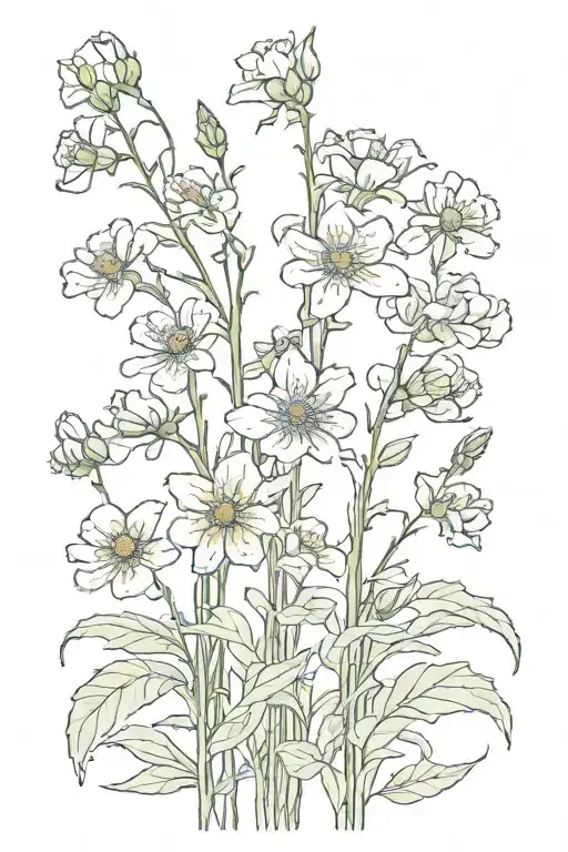 Long Stem With Different Flowers Blooming