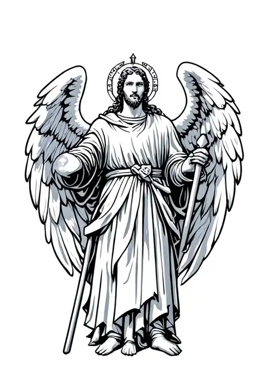 Angel God Of The World Knight Holding The Since Of Man