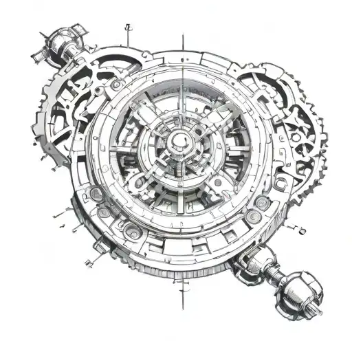 Gyroscopic Compass With Gears And Piston Pumping A Mechanical Heart