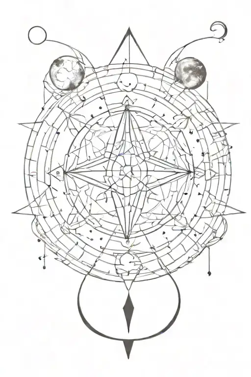 Planes And Moon Phases Symbols