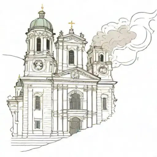 Vilnius Cathedral On Fire In Flames