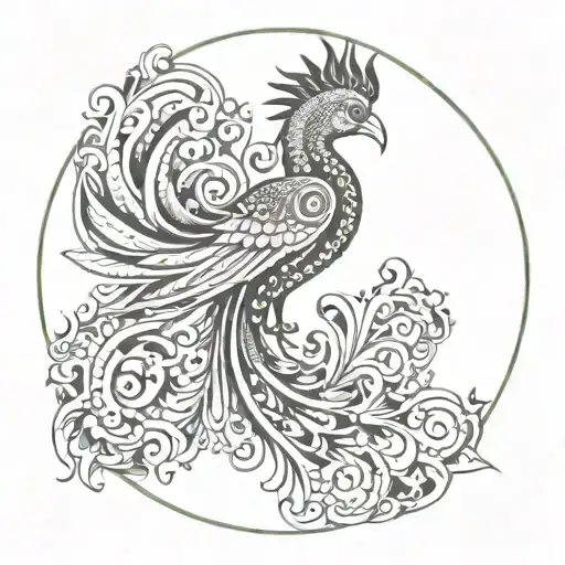 Mandala With A Phoenix