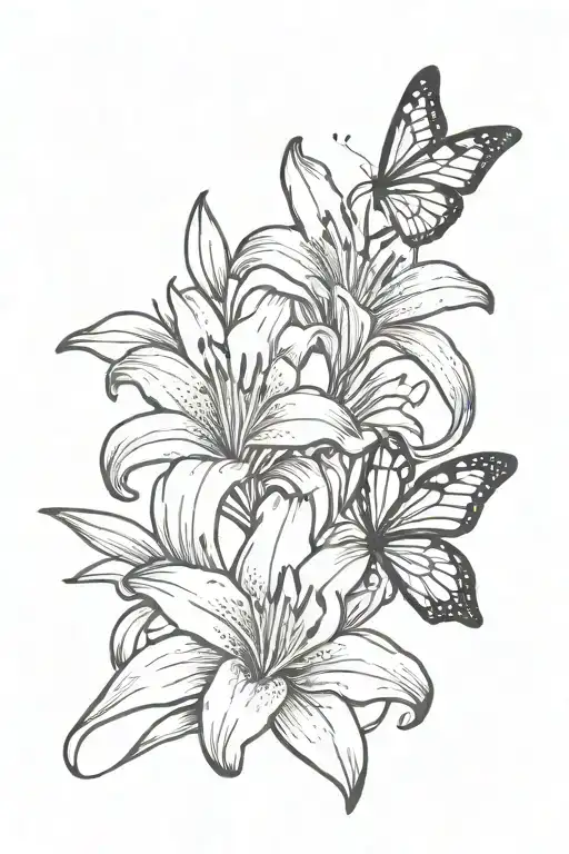 Small Lily And Butterfly