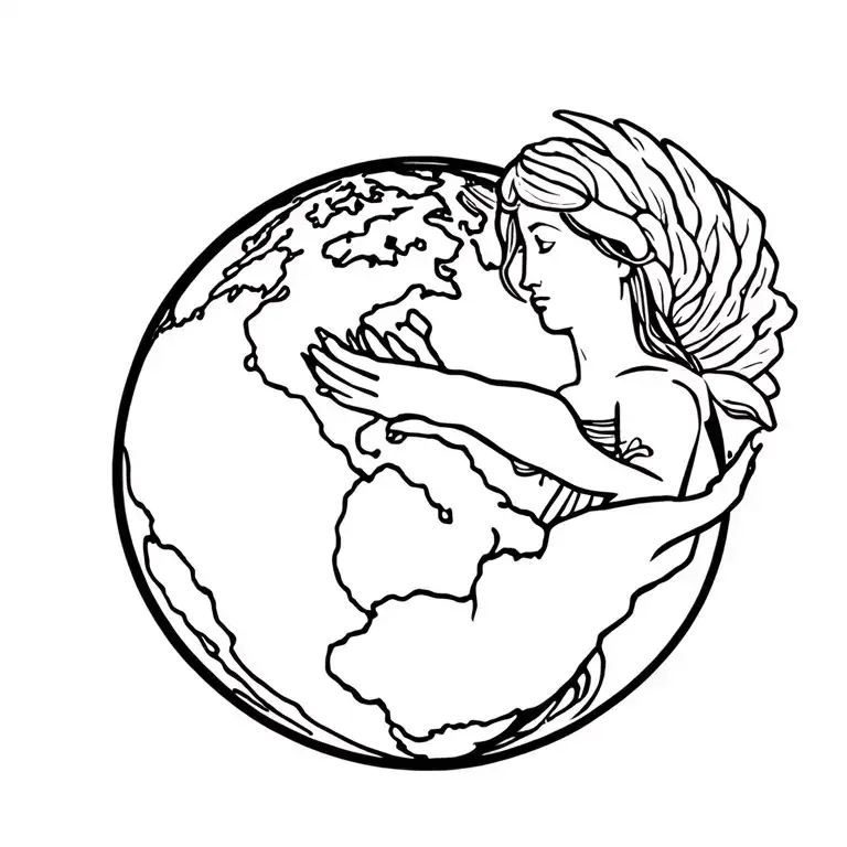 Greek Goddess Gaia Holding Earth