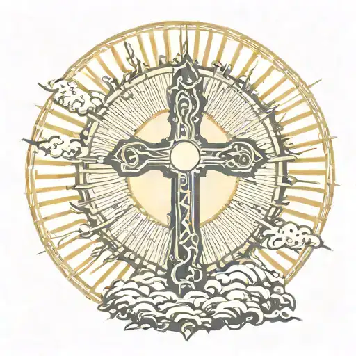 Cross With Sun Behinde It