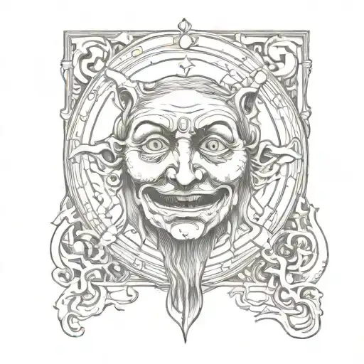 Moon Tarot Card Old Grotesque Face