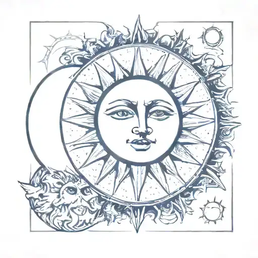 Sun And Moon Tarot Card Old Face