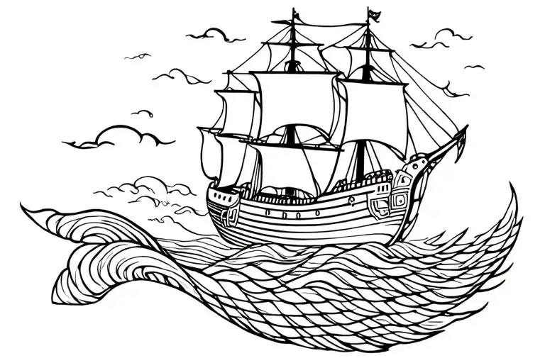Mermaid Pirate Ship Waves