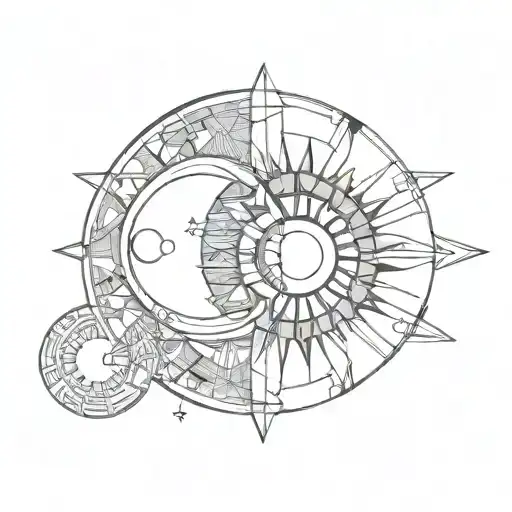 Geometric Moon And Sun