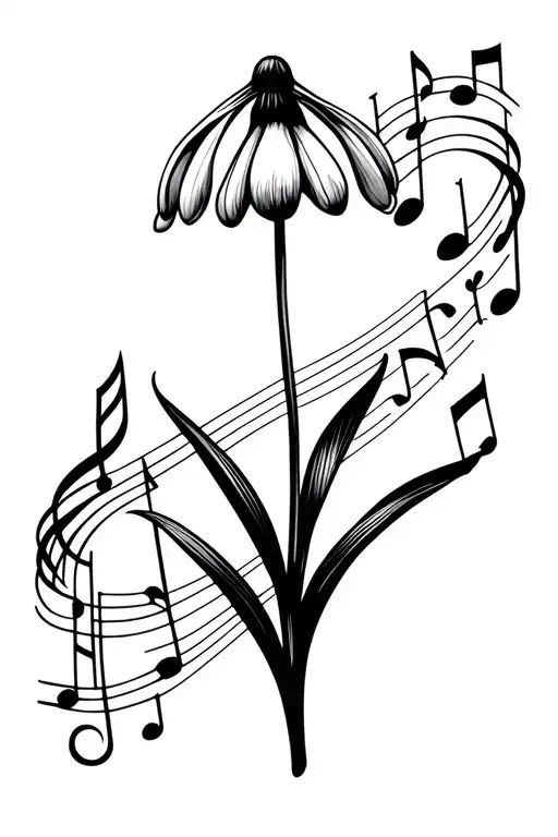 Snowdrop Flower Surrounded My Music Notes
