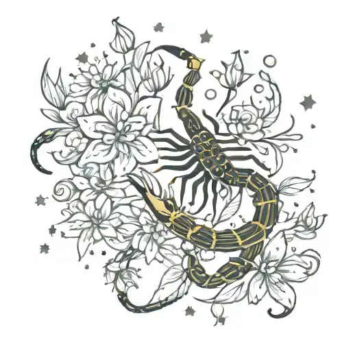 Starry Flowers With Scorpion