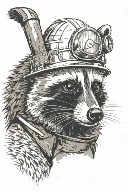 Raccoon Wearing A Hard Hat
