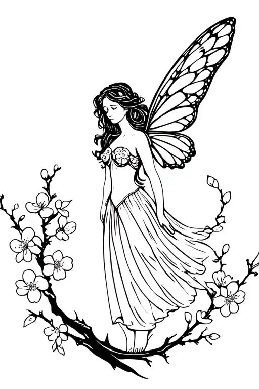 Fairy Surrounded By Cherry Blossoms