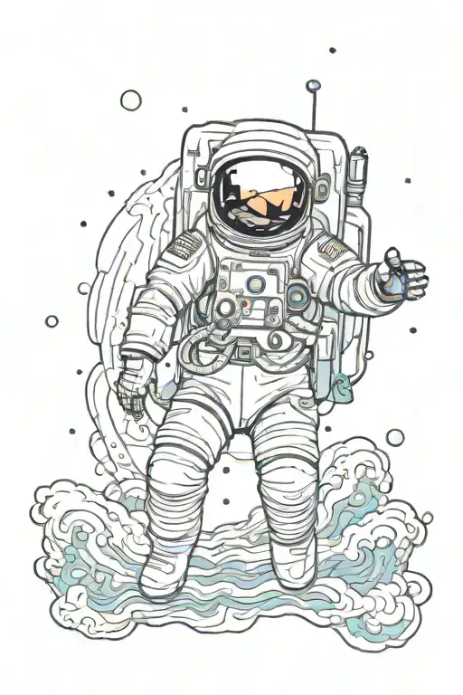 Psychedelic Space Astronaut Floating In Space Looking