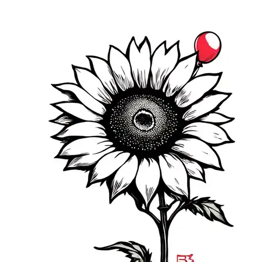 Creepy Sunflower Holding A Red Ballon