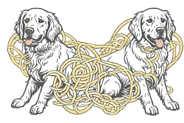 A Golden Retriever Atheist Symbol Intertwined