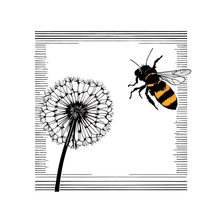 Dandelion And Bee Hovering
