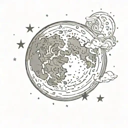 Nature & Oceans Moon Surrounded By Stars