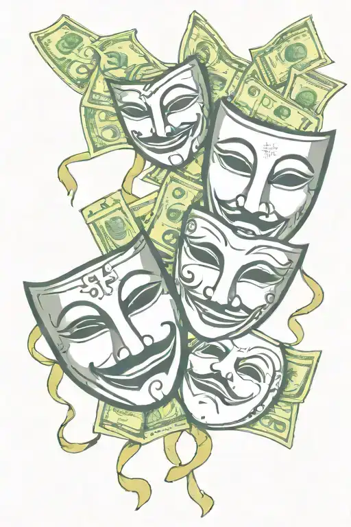 Drama Theatre Masks With Money Symbols Incorporated