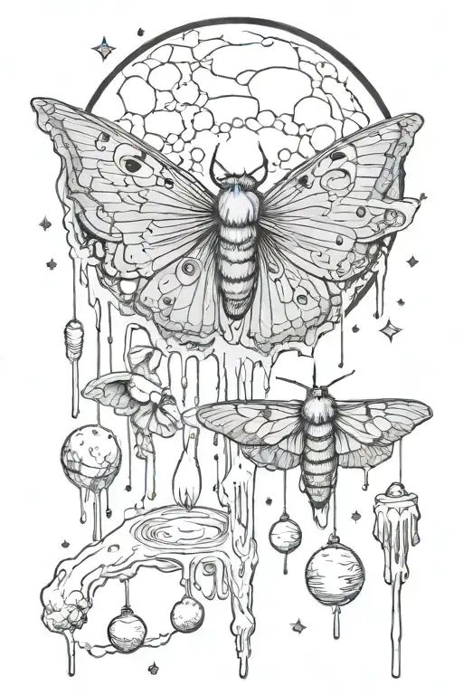 Moth Moon And Melting Candle Wax Dripping