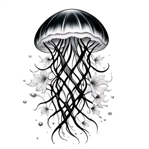 Jelly Fish With Accents Of Japanese Spider Lilies Intertwined