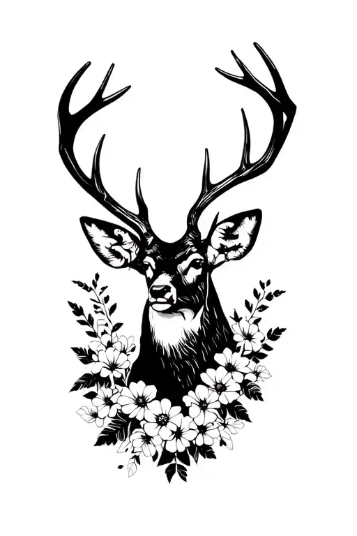 Deer Antlers With Flowers Growing Out With Sleeve