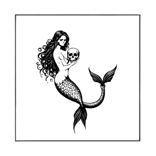 Mermaid Holding A Skull