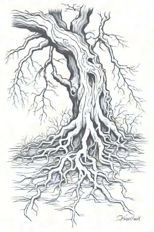 Deep Tree Roots Reaching Deep