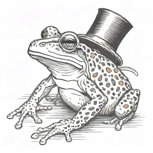Frog Sitting At A Side View And He's Wearing A Top Hat