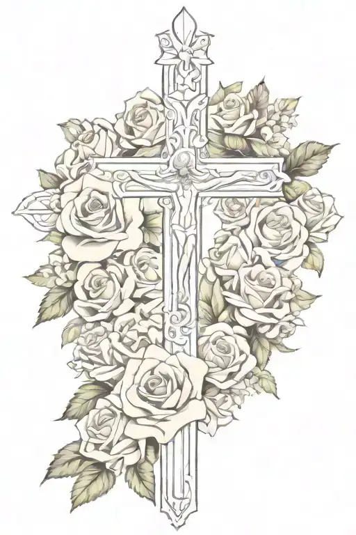 Cancer Ribbon Roses Crucifix Roses Flowers