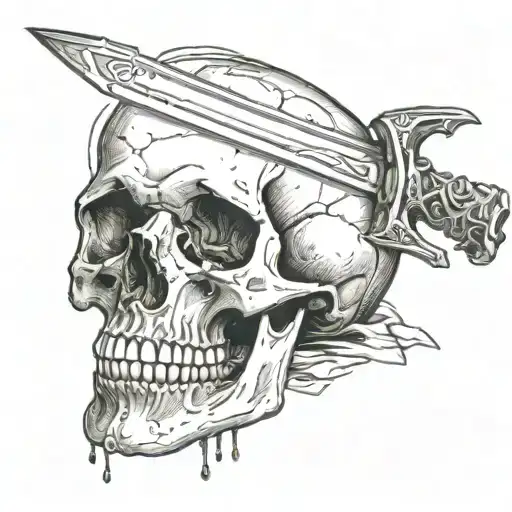 A Sword Piercing A Skull