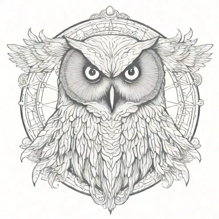 Ominous Spooky Moon Owl