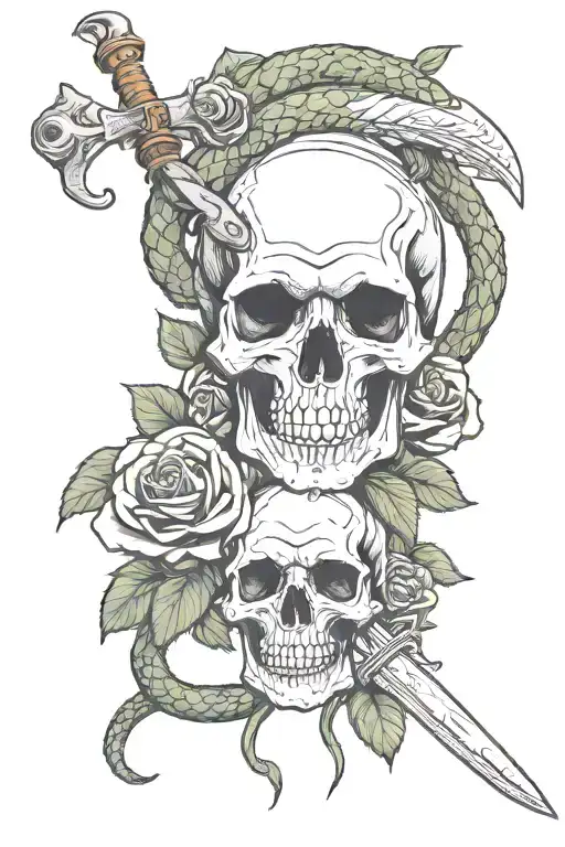 Skull Rose Snake Sword Gothic